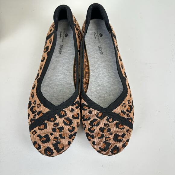 Clarks Cloudsteppers 9M Carly Wish Ballet Flats Brown Leopard Print Comfort Shoe - Picture 3 of 9
